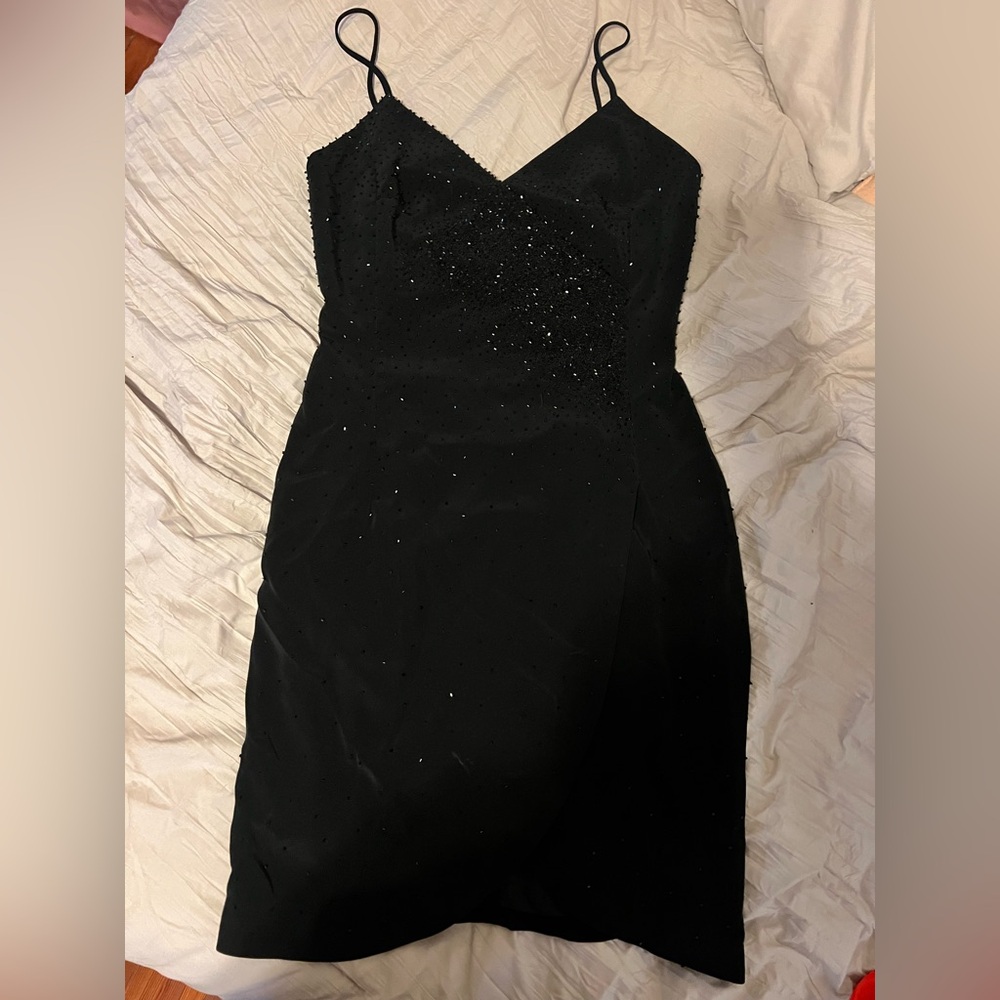 Jovani black beaded mini dress